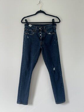 Levi's Premium Blue Distressed Button Fly Denim Jeans Cotton Stretch